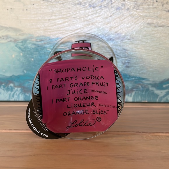 LOLITA Glassware hand painted Shopoholic Martini glass, 10 oz, NWT - Picture 3 of 4